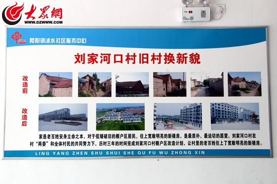 8社区大厅内关于刘家河口村旧村换新貌的介绍展板 8社区大厅内关于刘家河口村旧村换新貌的介绍展板